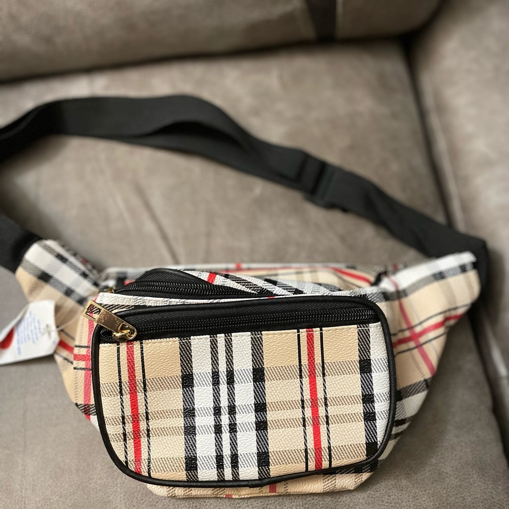 Stylish Check Pattern Belt Bag